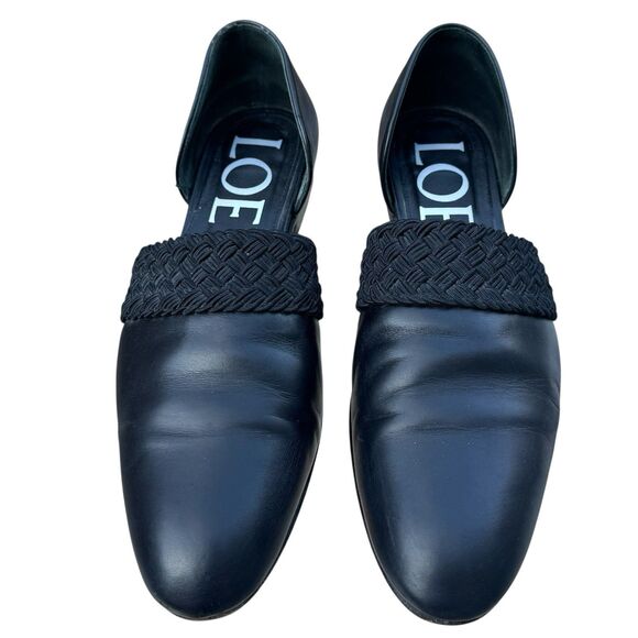 Loewe Black Leather Mules Flats Slip On Size 38 Pointed Toe Designer Old Money - Picture 5 of 13